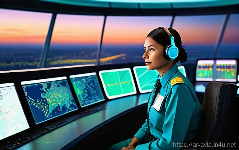 항공운항관리사와 국제 협력 - **Prompt: Dedicated Air Traffic Controller in a High-Tech Control Center**
"A dedicated air traf...