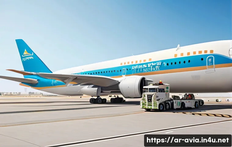 항공운항관리사 신규 항공기 도입 사례 - A busy Middle Eastern airport scene during the day showcasing a new advanced commercial airplane bei...